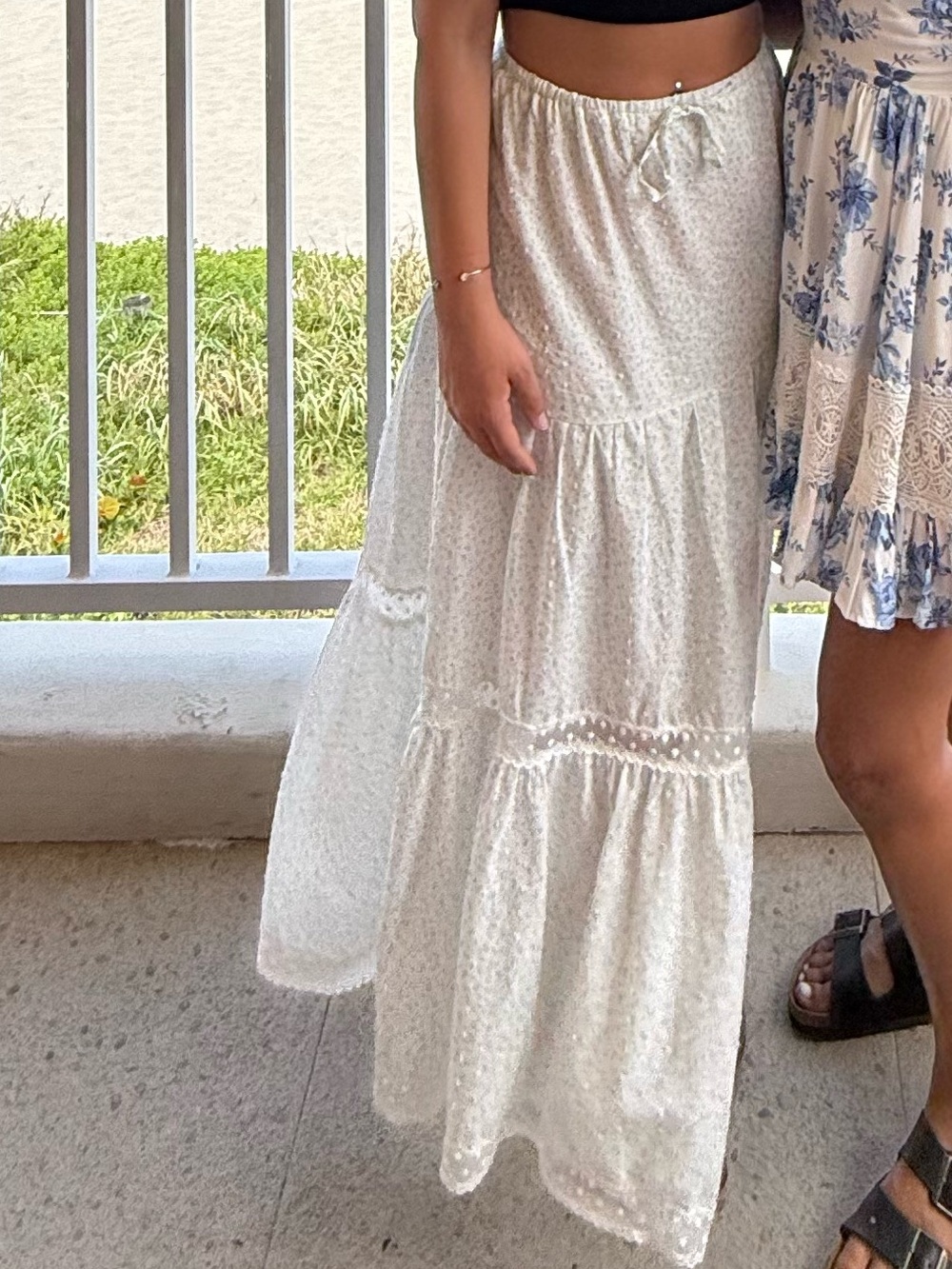 White Floral Skirt